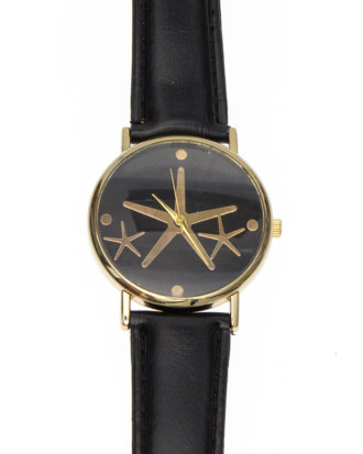 Ceas Stars curea din piele ecologica neagra