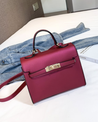 Geanta Darcy rosie din piele ecologica + ceas CADOU