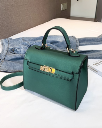Geanta Darcy verde din piele ecologica + ceas CADOU