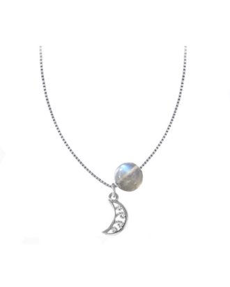 Lant din argint 925 Under the moon cu pandantiv in forma de luna, 40 cm