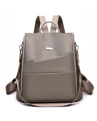 Rucsac Ashley crem din material textil impermeabil cu sistem antifurt