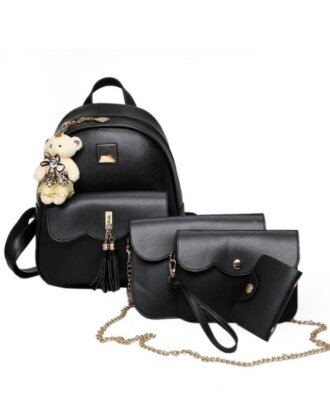Rucsac Colin negru 4 in 1 din piele ecologica