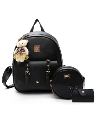 Rucsac Darren negru 3 in 1 din piele ecologica