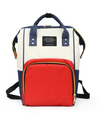 Rucsac bebelusi, mamici, din panza oxford de culoare rosie cu alb