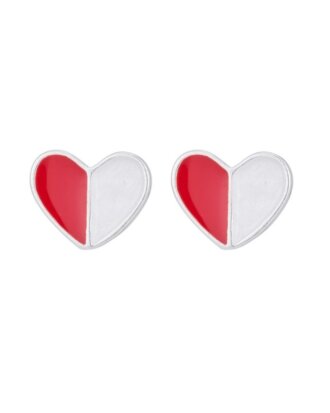 Cercei din argint 925 Heart in forma de inima rosie cu cheita din argint