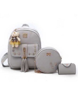 Rucsac Riley gri 3 in 1 din piele ecologica