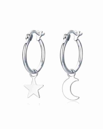 Cercei rotunzi din argint 925 Moon and Star