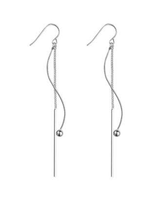 Cercei din argint 925 lungi ondulati, 10.5 cm