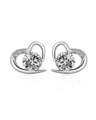 Cercei din argint 925 Little Love cu pietre de zirconiu si cheita din argint