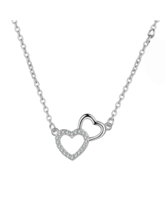 Lant din argint 925 Double Hearts cu pandantiv in forma de inima, 40 cm