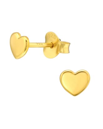 Cercei din argint 925 Gold Heart in forma de inima placati cu aur 14k