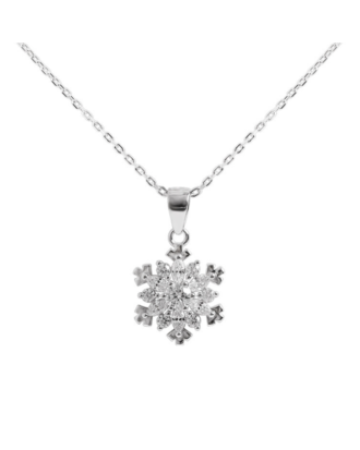 Lant din argint 925 Snow fall cu pandantiv in forma de fulg cu pietre de zirconiu, 40 cm