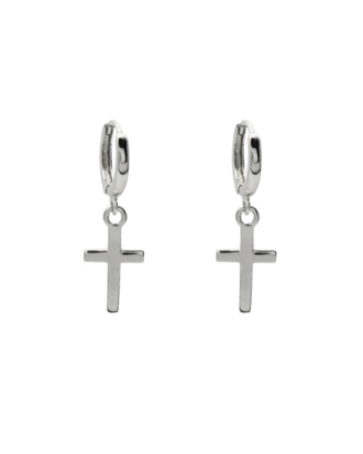 Cercei rotunzi din argint 925 Faith cu cruciulite atasate