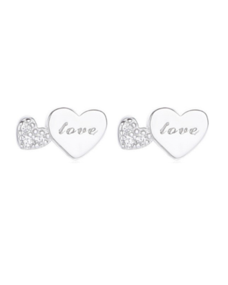 Cercei din argint 925 Love Hearts in forma de inimi cu pietre de zirconiu