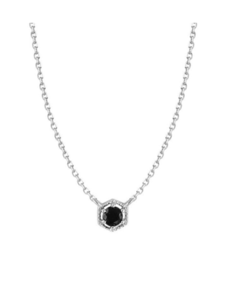 Lant din argint 925 Black Stone cu pandantiv din zirconiu negru, 40 cm