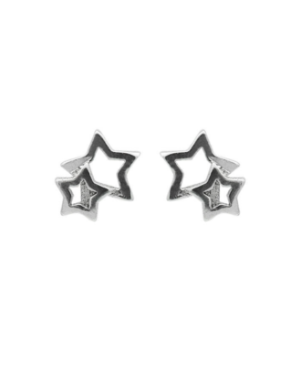 Cercei din argint 925 Double Stars in forma de stele cu pietre de zirconiu