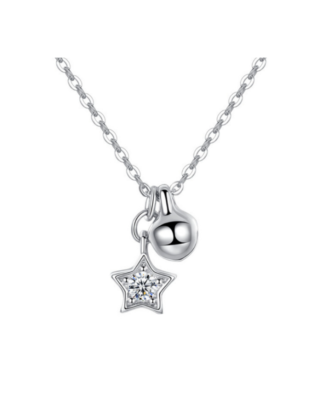 Lant din argint 925 Star Bell cu pandantiv in forma de stea cu pietre de zirconiu, 40 cm