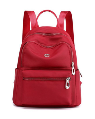 Rucsac Joyce visiniu cu buzunare din material textil impermeabil