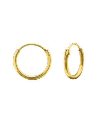 Cercei din argint 925 rotunzi aurii placati cu aur 14k, diametru 1.2 cm / 1.6 cm / 2 cm