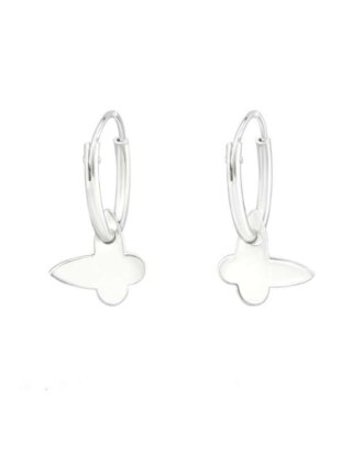 Cercei rotunzi din argint 925 Round Butterfly cu fluturasi atasati