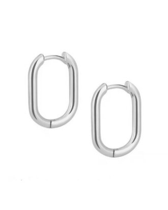 Cercei din argint 925 Happiness Hoops argintii cu forma dreptunghiulara