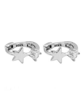 Cercei rotunzi din argint 925 Sparkle Sky cu piatra de zirconiu, diametru 1 cm