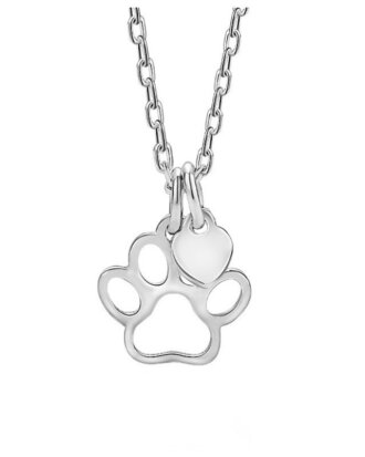 Lant din argint 925 Best Friend Paw cu pandantiv in forma de labuta, 40 cm