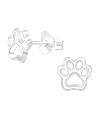 Cercei din argint 925 Paw Prints argintii in forma de labuta de catel cu cheita din argint