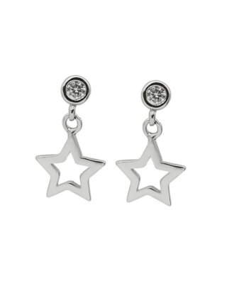 Cercei din argint 925 Fallen Star in forma de stele cu cheita din argint, aniversare, sarbatori, martisor