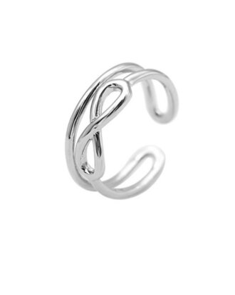Inel dublu din argint 925 Infinity cu semnul infinitului, masura ajustabila, aniversare, sarbatori, martisor