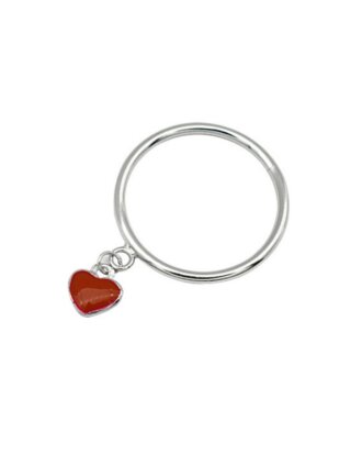 Inel din argint 925 Red Heart cu pandantiv in forma de inima rosie, masura ajustabila, aniversare, sarbatori, martisor