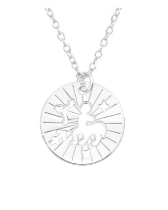 Lant din argint 925 cu pandantiv in forma de banut cu semn zodiacal, zodia Sagetator, 45 cm