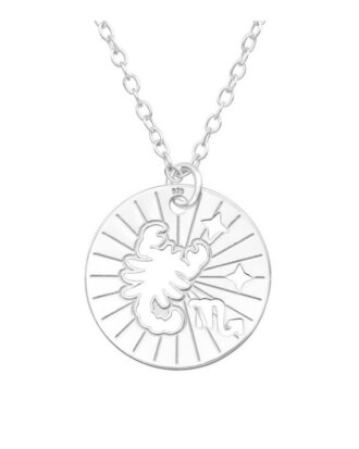 Lant din argint 925 cu pandantiv in forma de banut cu semn zodiacal, zodia Scorpion, 45 cm