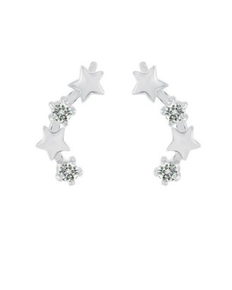 Cercei din argint 925 Infinity Star in forma de stele cu pietre de zirconiu si cheita din argint