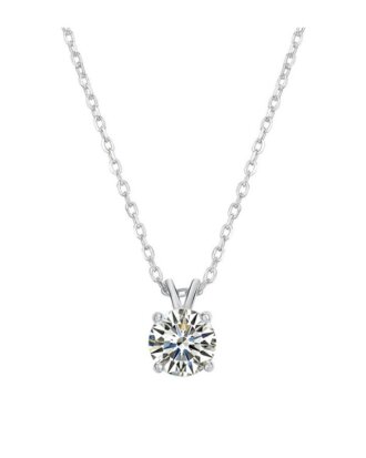 Lant din argint 925 Round Stone argintiu cu pandantiv rotund cu piatra de zirconiu, 45 cm