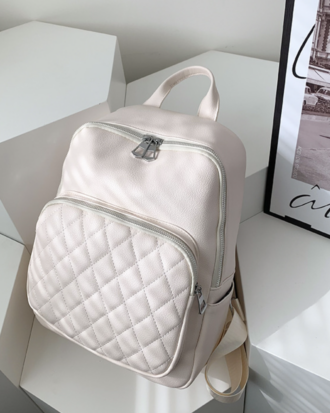 Rucsac Taylor alb din piele ecologica, 34 x 28 x 13 cm