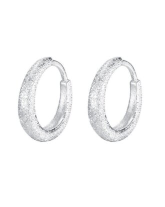 Cercei rotunzi din argint 925 Kaito Hoops argintii cu aspet neslefuit