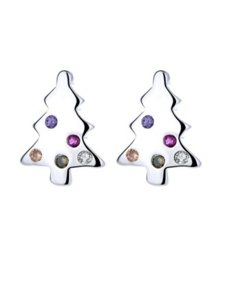 Cercei din argint 925 Lovely Xmas in forma de brad decorat cu cheita din argint