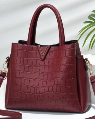 Geanta Irene visinie din piele ecologica tip croco, 26 x 21 x 14 cm