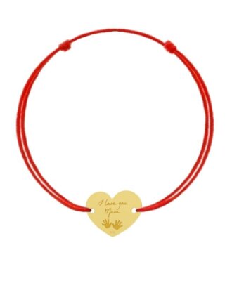 Bratara cu snur rosu I LOVE MUM cu pandantiv din Argint 925 placat cu Aur de 14k
