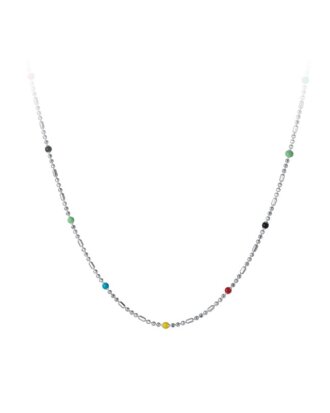 Lant din argint 925 Friendship cu pandantive in forma de bilute multicolore, 45 cm
