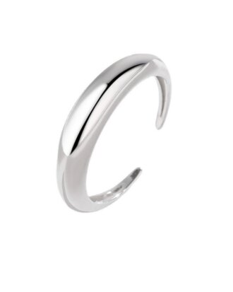 Inel din argint 925 Round Edge argintiu model geometric, masura ajustabila