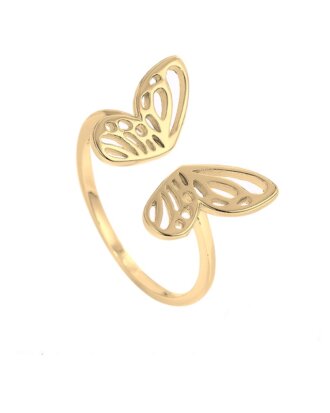 Inel din argint 925 Mystic Butterfly auriu cu fluture decupat, masura ajustabila, aniversare, sarbatori, martisor