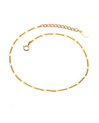 Bratara glezna picior din argint 925 Whisper aurie cu model, lungime ajustabila