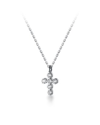 Lant din argint 925 Mini Cross argintiu cu pandantiv in forma de cruce cu pietre de zirconiu, 40 cm