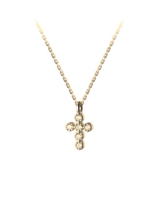 Lant din argint 925 Mini Cross auriu cu pandantiv in forma de cruce cu pietre de zirconiu, 40 cm