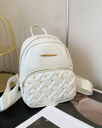 Rucsac Jules alb din material textil cu model matlasat si barete reglabile, 23 x 17 x 8 cm